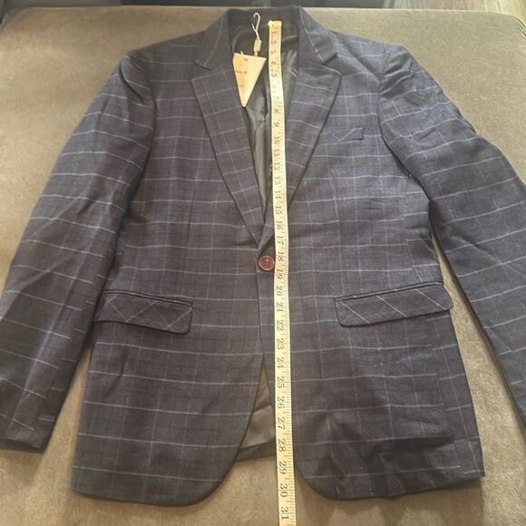 Men’s Mogu Plaid 3 Piece Formal Suit Notch Lapel Jacket 36 Pants 33 NWT - Picture 7 of 14